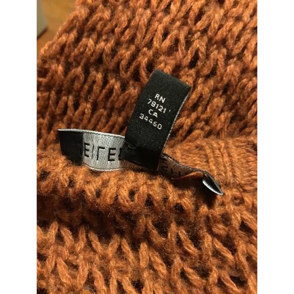 Eileen Fisher Rust Yak/Wool Open Knit/Boxy/Long Sleeve/V-neck/Pullover Sweater - Picture 6 of 8